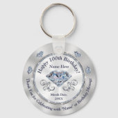 Porte-clés Personnalisé, 100e fête d'anniversaire Faveurs (Recto)