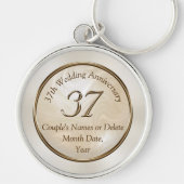 Porte-clés Personnalisé 37 ans d'idées de cadeau de mariage (Devant)
