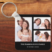 Porte-clés Personnalisé 3 sections Famille Photo Collage Blac (Recto)