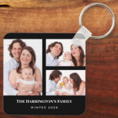 Porte-clés Personnalisé 3 sections Famille Photo Collage Blac (Verso)