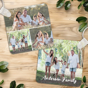 Porte-clés Personnalisé 4 Photo Collage Famille moderne Perso
