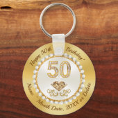 Porte-clés Personnalisé, 50e anniversaire Giveaway Idées, 50e (Recto)