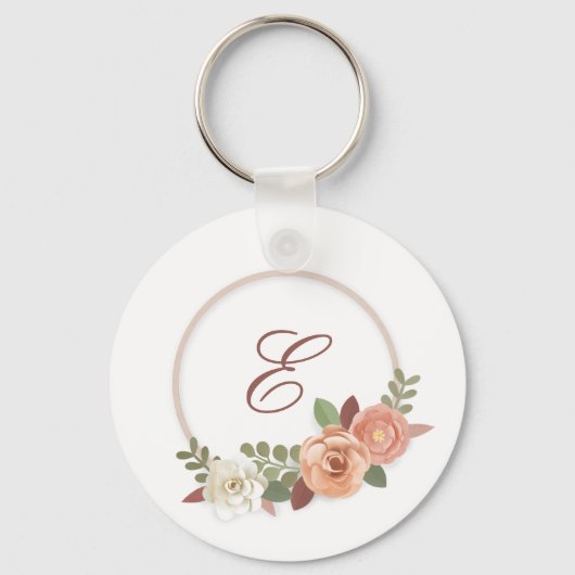 Porte-clés personnalisé avec fleurs et initiale fl (Recto)