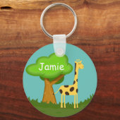 Porte-clés personnalisé avec girafe mignonne et ar (Recto)
