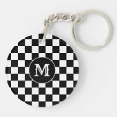 Porte-clés personnalisé avec initiale, damier noir (Dos)
