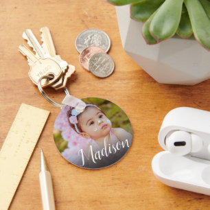 Porte-clés personnalisé avec photo de bébé, nom et