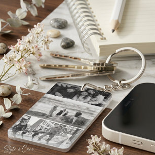 Porte-clés personnalisé avec trois photos Cadeau p