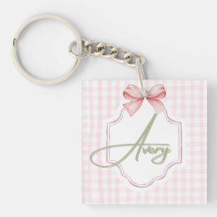 Porte-clés Personnalisé Avery Baby Girl Nursery Bow&En vichy