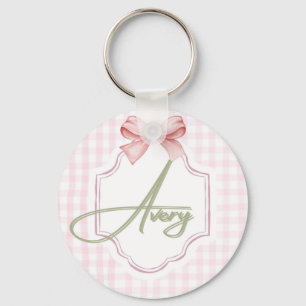 Porte-clés Personnalisé Avery Baby Girl Nursery Bow&En vichy