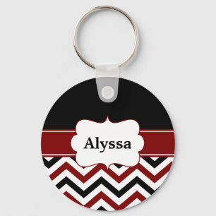 Porte-clés Personnalisé Black Red Chevron