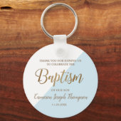 Porte-clés Personnalisé bleu Bébé garçon baptême merci (Recto)