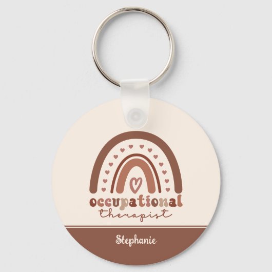 Porte-clés Personnalisé Boho Arc-en-ciel OT ergothérapie (Recto)