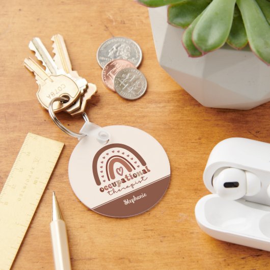 Porte-clés Personnalisé Boho Arc-en-ciel OT ergothérapie (Bureau)