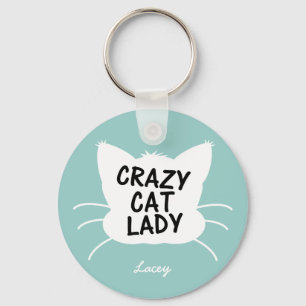 Porte-clés Personnalisé Crazy Cat Lady - accoudoir bleu