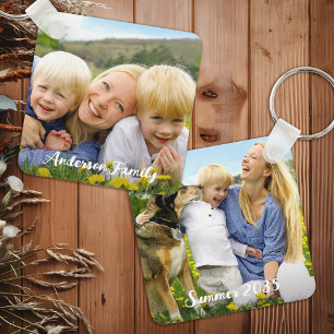 Porte-clés Personnalisé Double Face Deux Photo Famille Animau