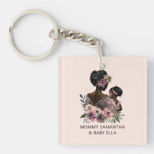 Porte-clés Personnalisé Floral Maman et bébé