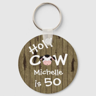 Porte-clés Personnalisé Funny Holy Cow 50th Birthday Humoriso