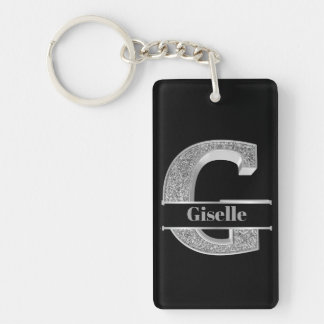 Porte-clés Personnalisé G Premier Monogramme Argent Votre Nom