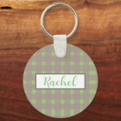 Porte-clés personnalisé Gingham Gris Vert (Recto)