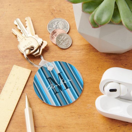 Porte-clés personnalisé gris bleu vertical (Bureau)