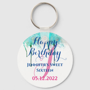 Porte-clés Personnalisé Happy 16 Anniversaire Sweet sixteen