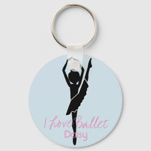 Porte-clés Personnalisé I Love Ballet Silhouette