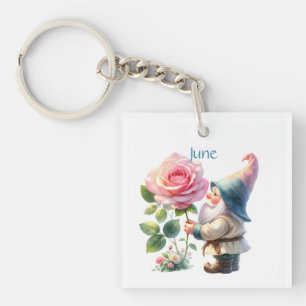 Porte-clés Personnalisé Juin Mois de naissance Jardin Gnome