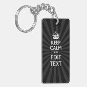 Porte-clés Personnalisé KEEP CALM Votre texte Black Sunburst (Devant gauche)