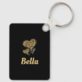 Porte-clés Personnalisé Love Heart Empreinte de léopard Retro (Verso)