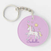 Porte-clés Personnalisé mignon Whimsical Unicorn Rainbow (Devant)