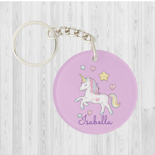 Porte-clés Personnalisé mignon Whimsical Unicorn Rainbow