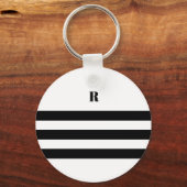 Porte-clés Personnalisé noir et blanc rayé (Verso)