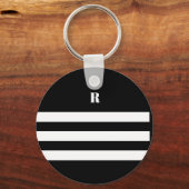 Porte-clés Personnalisé noir et blanc rayé (Recto)