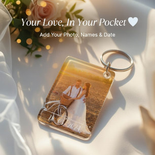 Porte-clés personnalisé pour couples avec photo, n