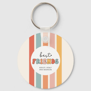 Porte-clés Personnalisé Retro Meilleurs Amis BFFs Mete Bestie