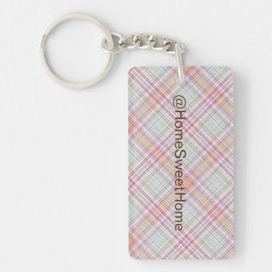Porte-clés Personnalisé rose fantaisie 'n vert plaid géométri