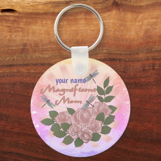 Porte-clés Personnalisé Rose Magnifique maman (Recto)