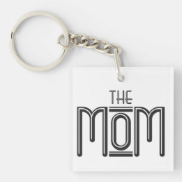 Porte-clés Personnalisé THE Mom Simple Black White Texte