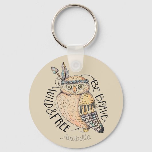 Porte-clés Personnalisé Wild and Free Charming Owl (Recto)