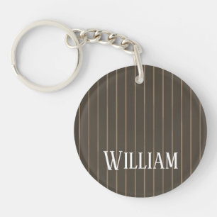 Porte-clés Personnalised brown retro pinstripes