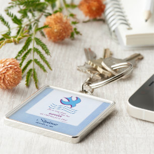 Porte-clés Personnaliser, Adulte Baptême Dove on Blue