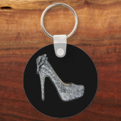 Porte-clés Personnaliser Argent talons hauts ajouter du texte (Recto)