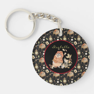 Porte-clés Personnaliser Automne Raccoon Texte et couleur