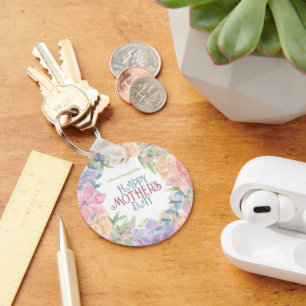 Porte-clés Personnaliser Four Flowers Aquarelle Fête des mère