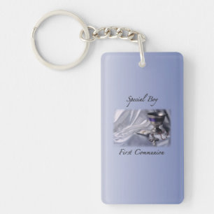 Porte-clés Personnaliser, Garçon, Première communion bleue