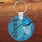 Porte-clés Personnaliser le basket-ball bleu (Verso)