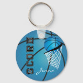 Porte-clés Personnaliser le basket-ball bleu (Verso)