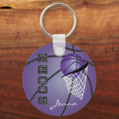 Porte-clés Personnaliser le basket-ball violet (Verso)