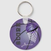 Porte-clés Personnaliser le basket-ball violet (Verso)