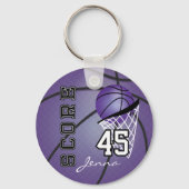 Porte-clés Personnaliser le basket-ball violet - Imprimer les (Verso)